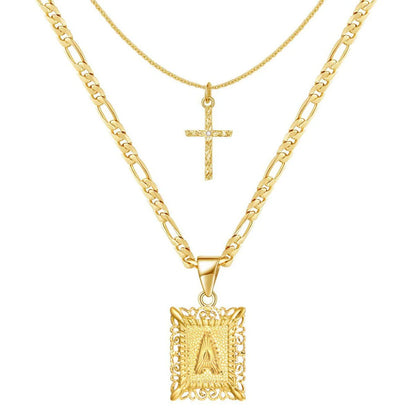 Coffret 2 Pièces — Collier Initial & Croix