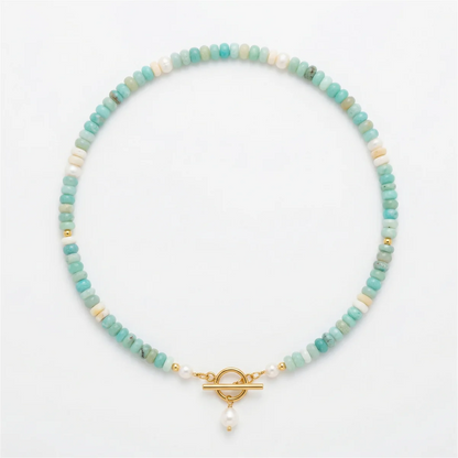 Turquoise Bead Pearl Necklace