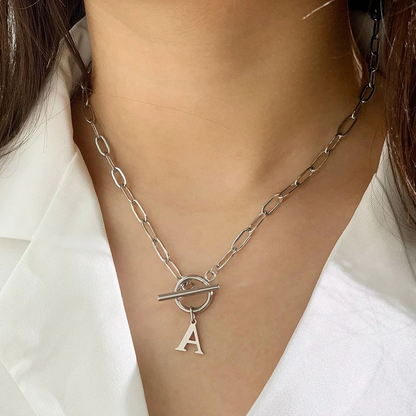 Collier Chaîne Trombonne — Initiale & Fermoir Cercle