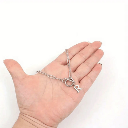 Collier Chaîne Trombonne — Initiale & Fermoir Cercle