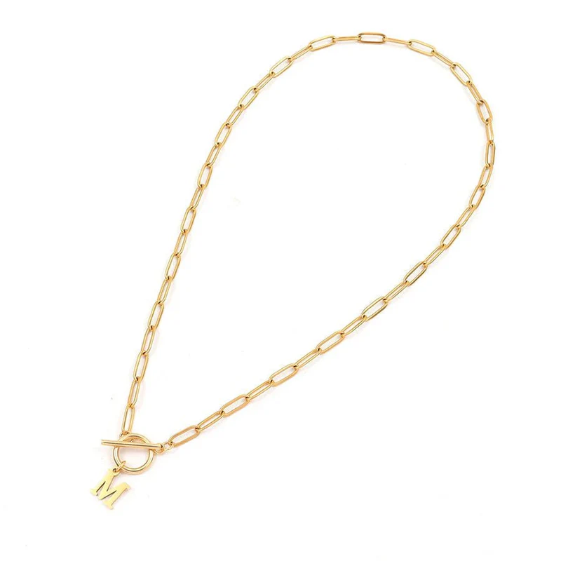 Collier Chaîne Trombonne — Initiale & Fermoir Cercle
